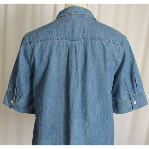 J Crew Short Sleeve Button Up Shirt In Chambray Indigo Blue Size PS NWT $70 - Picture 3 of 4